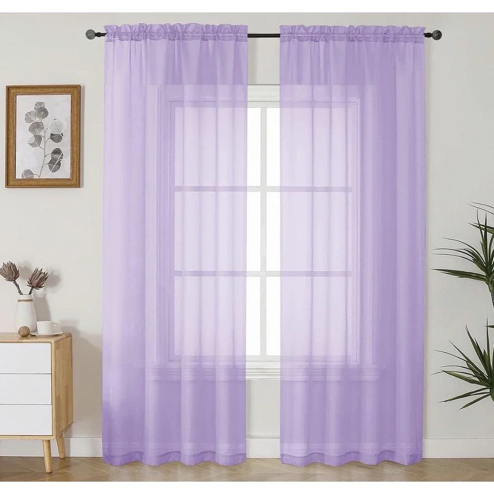NWT Gwine Lilac Sheer Curtains 74 Inches Long X 42W 2 Panels Set for Living Room